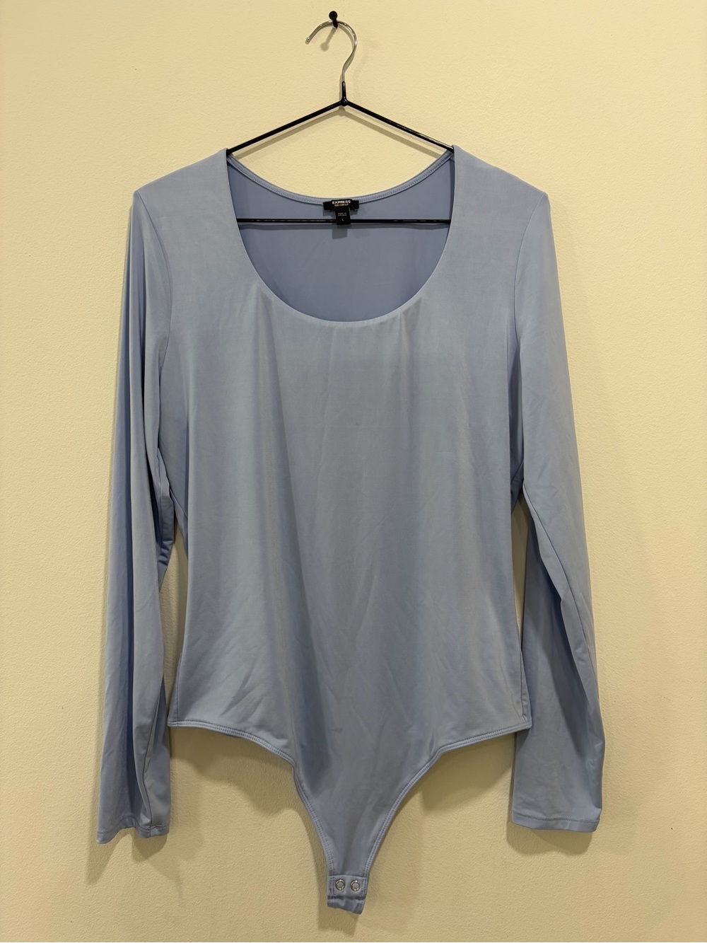 Express Women’s Long-Sleeve Scoop Neck Bodysuit - Light Blue